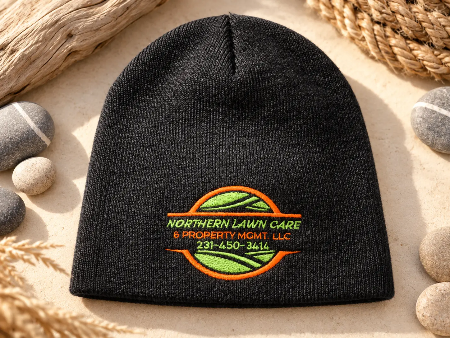Close view of custom embroidered business apparel
